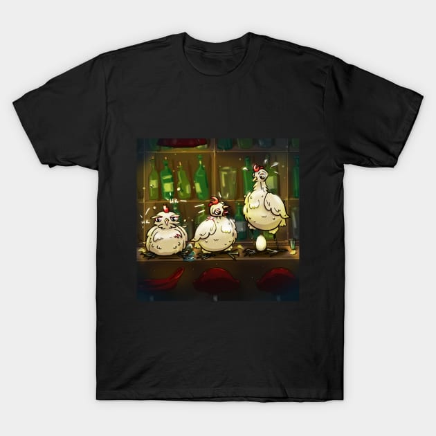 chickens in the bar T-Shirt by Vi Davy